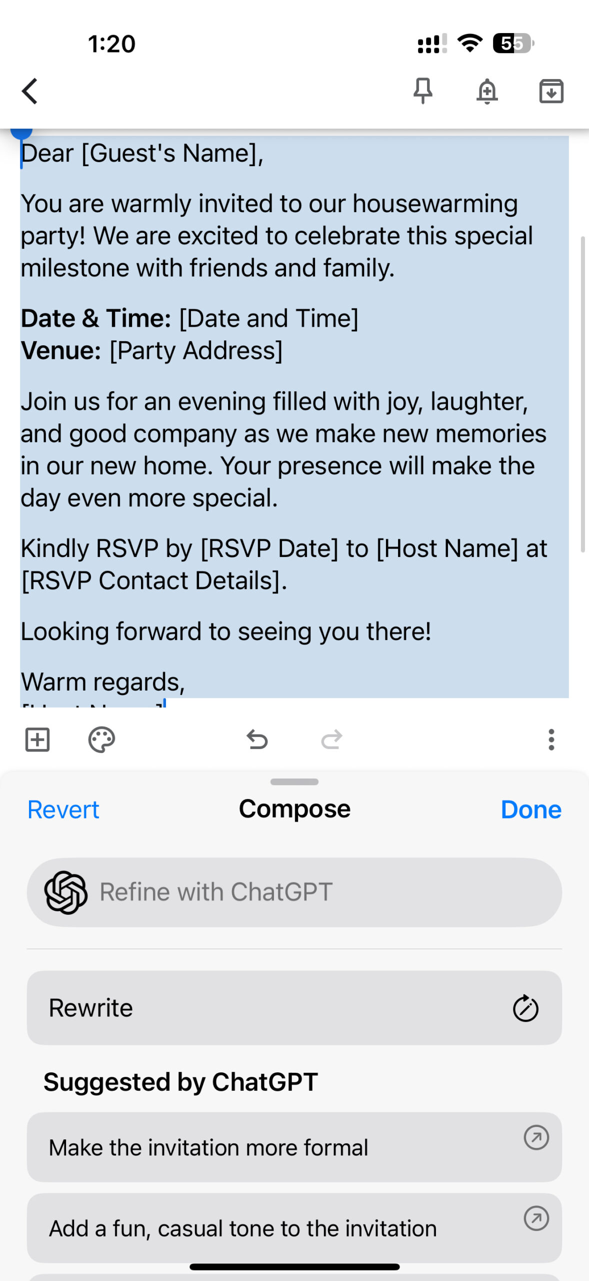 apple iphone 16 pro max apple intelligence writing tools (16) google keep apple intelligence compose with chatgpt