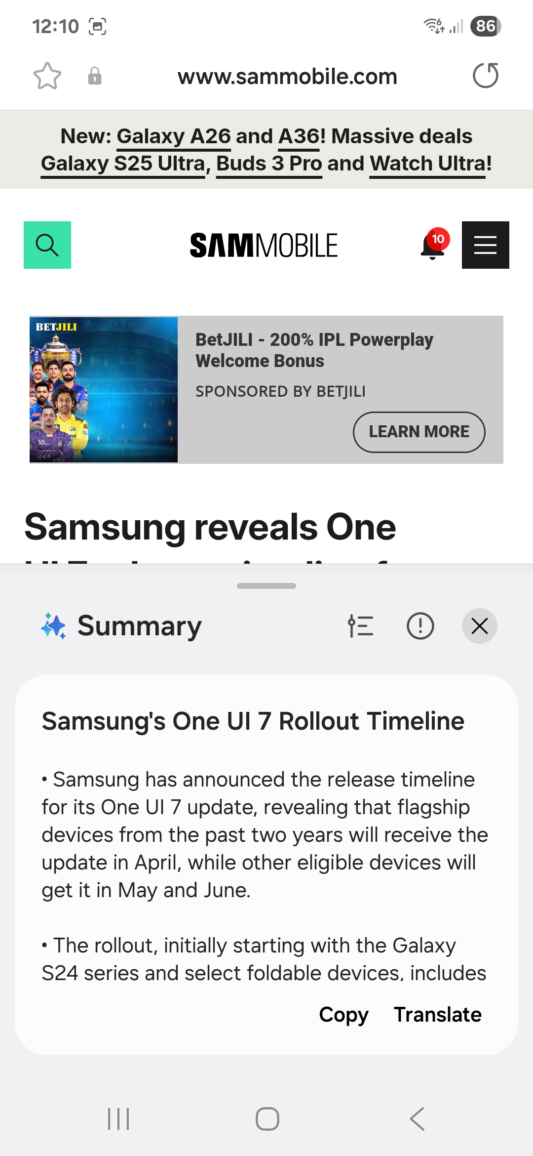 samsung galaxy s23 samsung galaxy ai writing assist (10) samsung internet webpage galaxy ai summary